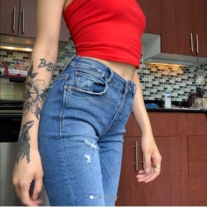 Dark denim blue skinny jeans